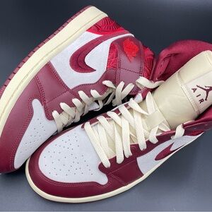 Nike Air Jordan 1 SE Mid Lift Up High-Top Sneakers in Red and Cream